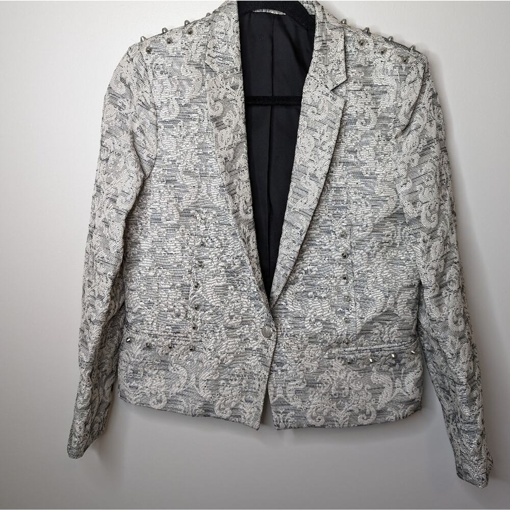The Kooples Brocade One Button Studded Blazer | Size 40 (L)